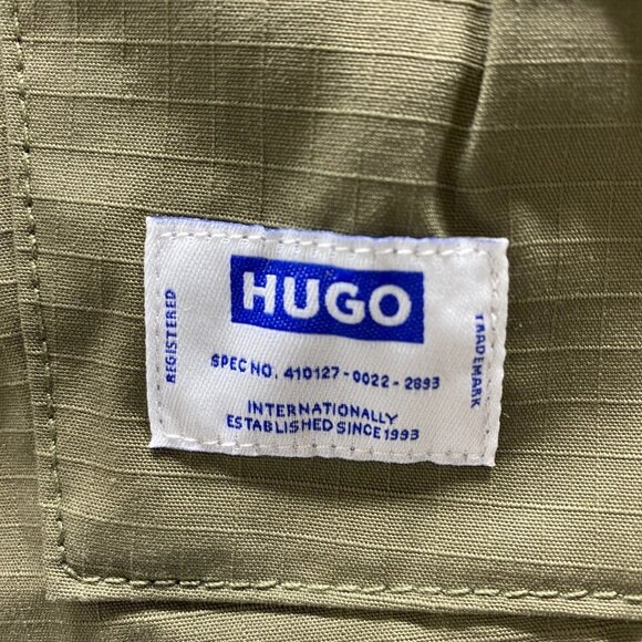 NEW HUGO BOSS Men’s Structured Cotton Drawstring Shorts Olive Green Size S - Picture 7 of 10